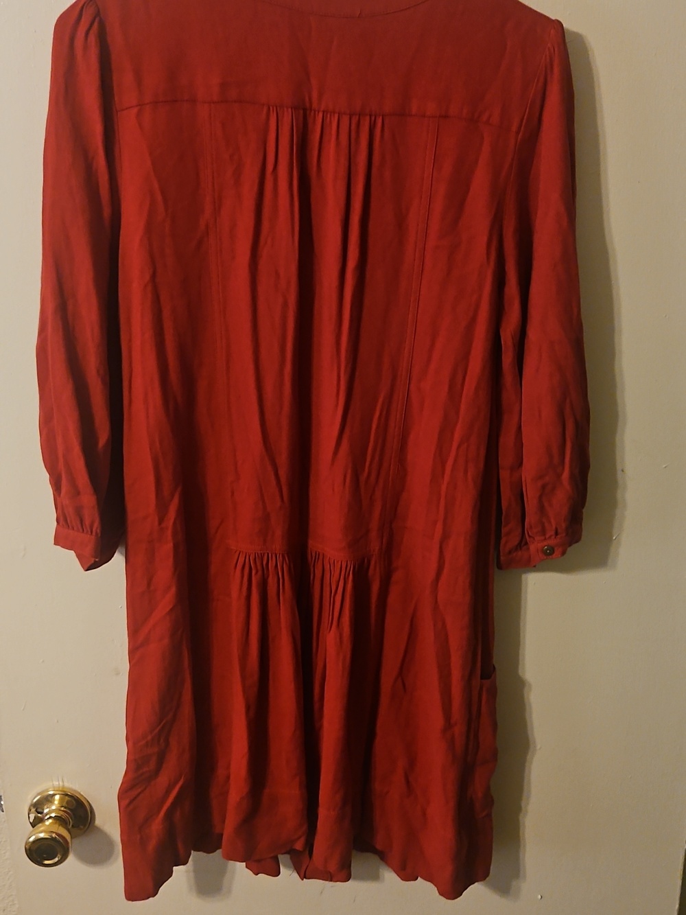 Anthropologie Deep Rust Red Cotton Dress - Picture 5 of 5